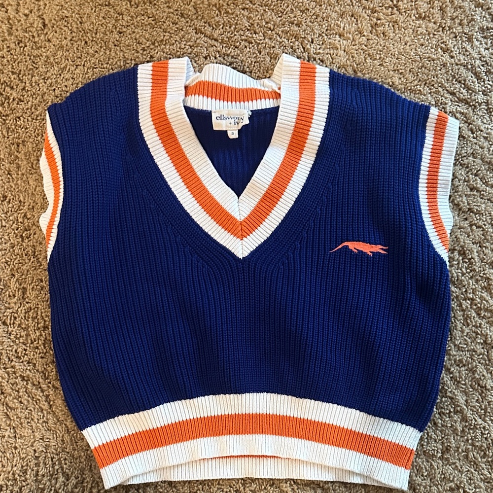 Ellsworth & Ivey Navy and Tangerine Knit Vest